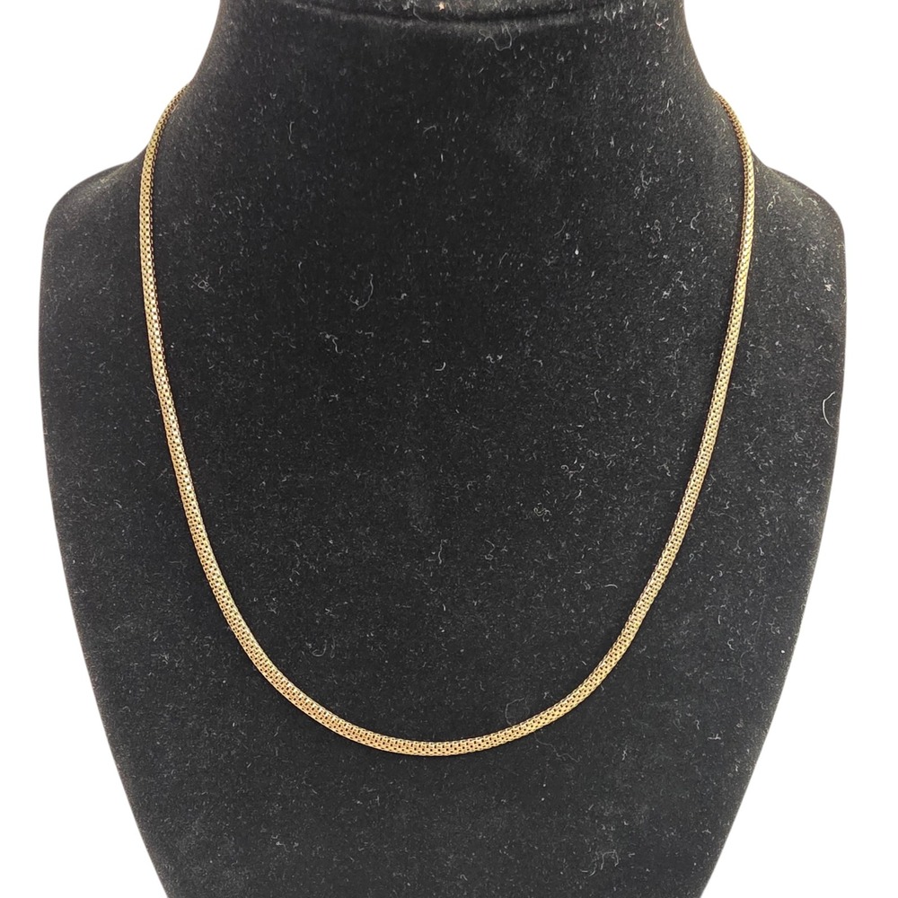 Italy 925 Sterling Silver Gold Plated Chain Necklace Sign‎ AV 16-18" Minimalist